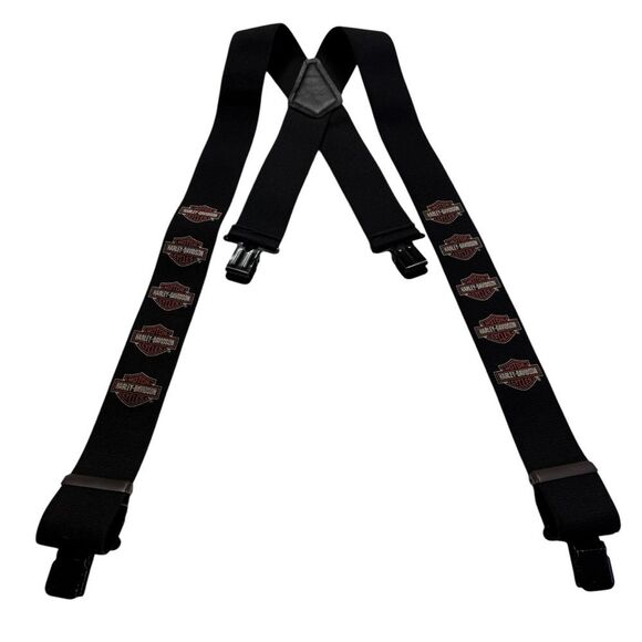Vintage Harley-Davidson Bar & Shield Logo Suspenders Black - Picture 1 of 8
